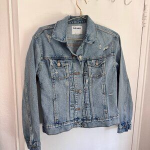 Old Navy Distressed Denim Jacket | Light Wash Jean Jacket | Size S